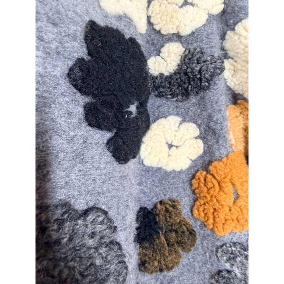 Shana 3D Floral Applique Kimono Jacket Cardigan Gray Black Orange Women's M - Picture 4 of 8